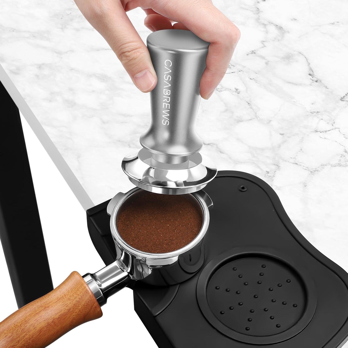 CASABREWS Tamper de Espresso 51mm Calibrado com Base Inox (Cinza)