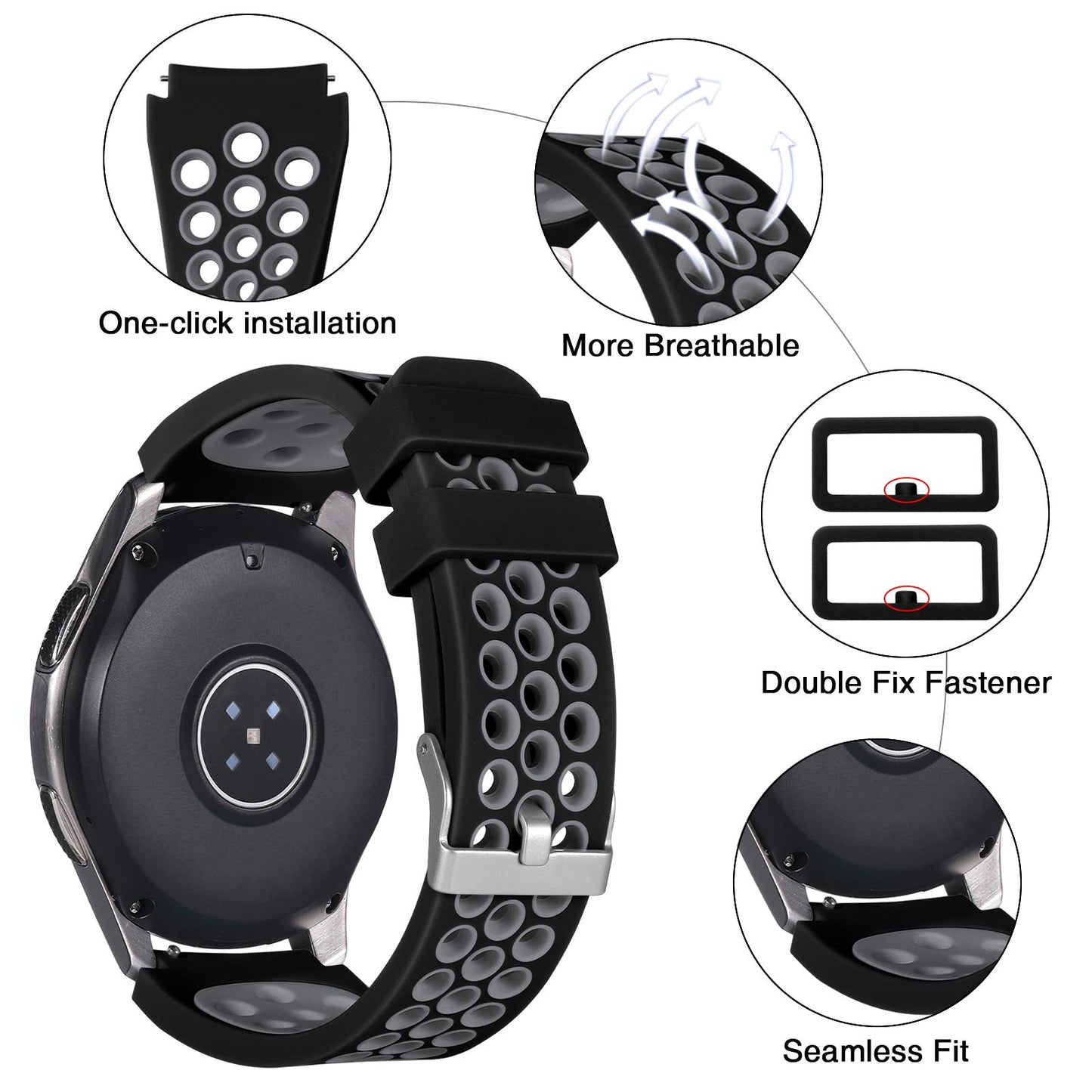 Lerobo Pulseira Compatível com Samsung Galaxy Watch 3/46mm/Gear S3 (Preto/Cinza)
