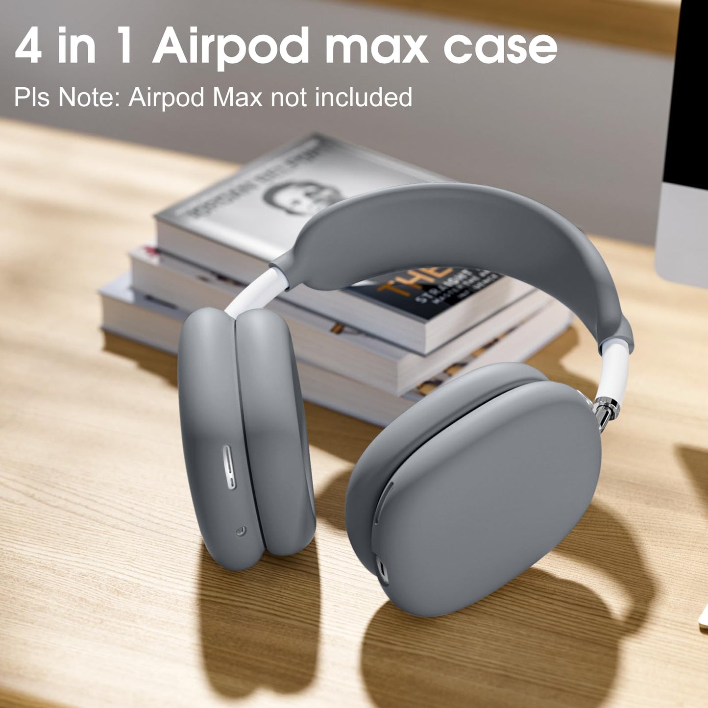 Lerobo Capa Protetora 4 em 1 para AirPods Max com Proteção Completa (Cinza)