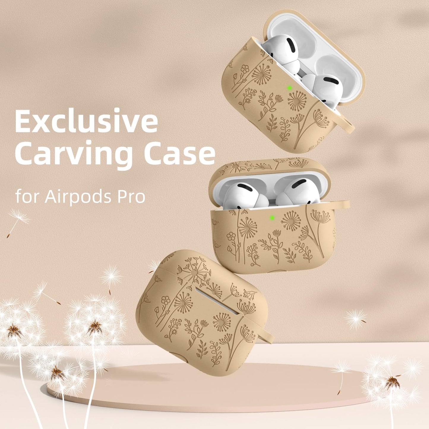 Lerobo Capa Gravada para AirPods Pro 1ª e 2ª Geração com Chaveiro (Chá com Leite)
