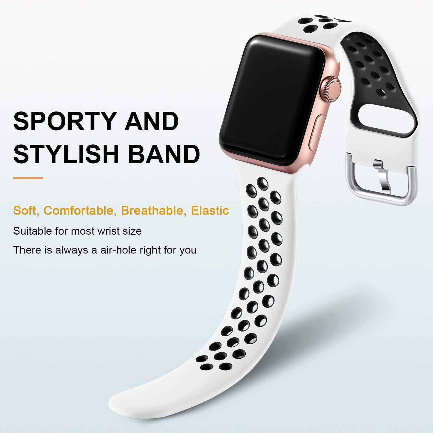 Lerobo Kit 3 Pulseiras para Apple Watch 38-45mm (Preto Antracite, Branco/Preto, Vermelho/Preto)