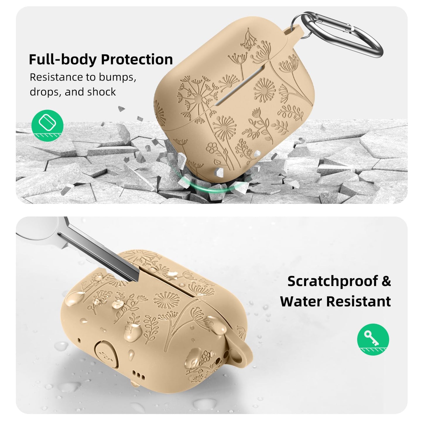 Lerobo Capa Gravada para AirPods Pro 1ª e 2ª Geração com Chaveiro (Chá com Leite)