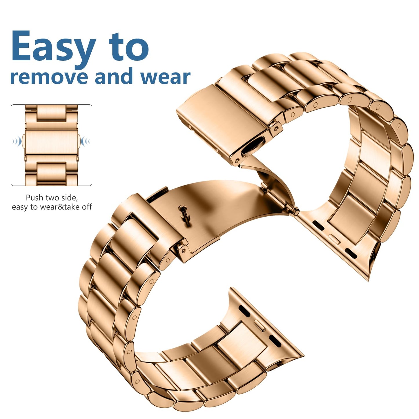 Lerobo Pulseira Aço Inox c/ 2 Capas p/ Apple Watch 38-49mm (Royal Gold)