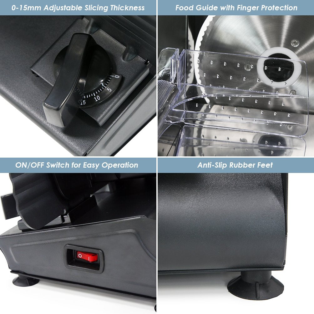 Elite Gourmet EMT-625B Fatiadora Elétrica de Carne 7.5” Preto