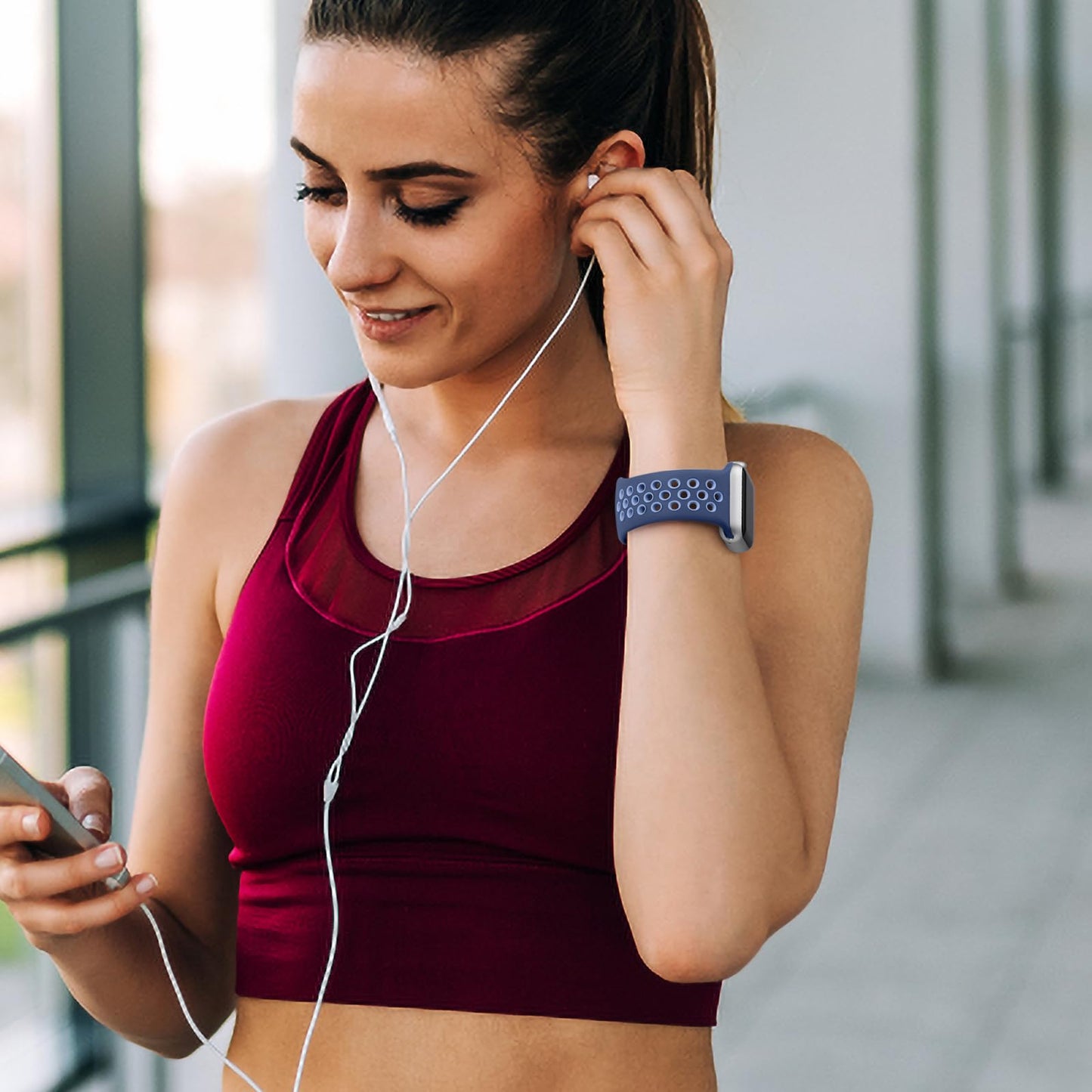 Lerobo Pulseira Esportiva Compatível com Apple Watch (Azul Yankees/Azul Claro)