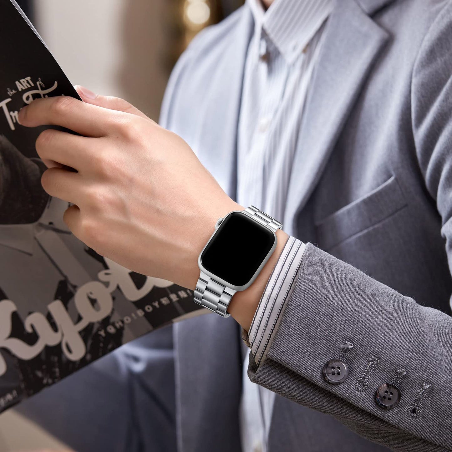 Lerobo Pulseira Aço Inox para Apple Watch + 2 Capas Protetoras