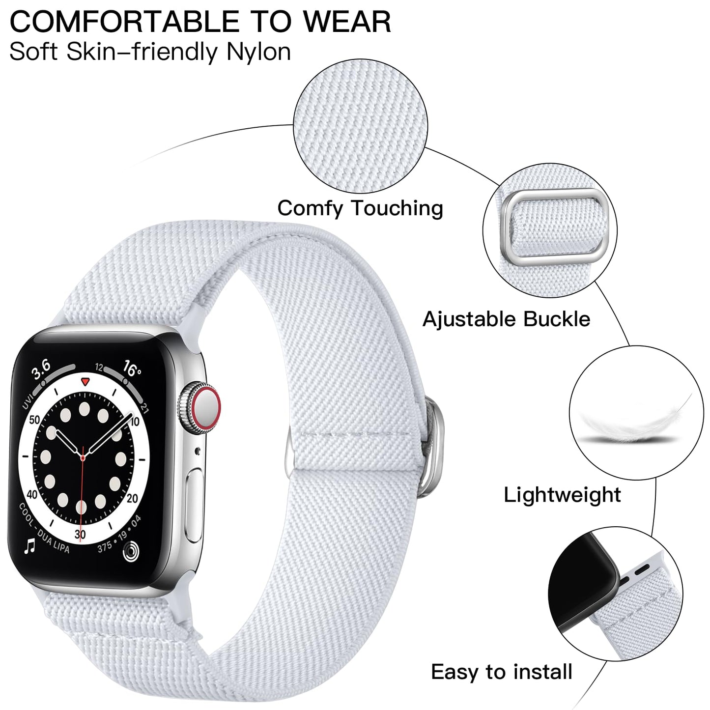 Lerobo Pulseira de Nylon Trançado para Apple Watch (Branco)
