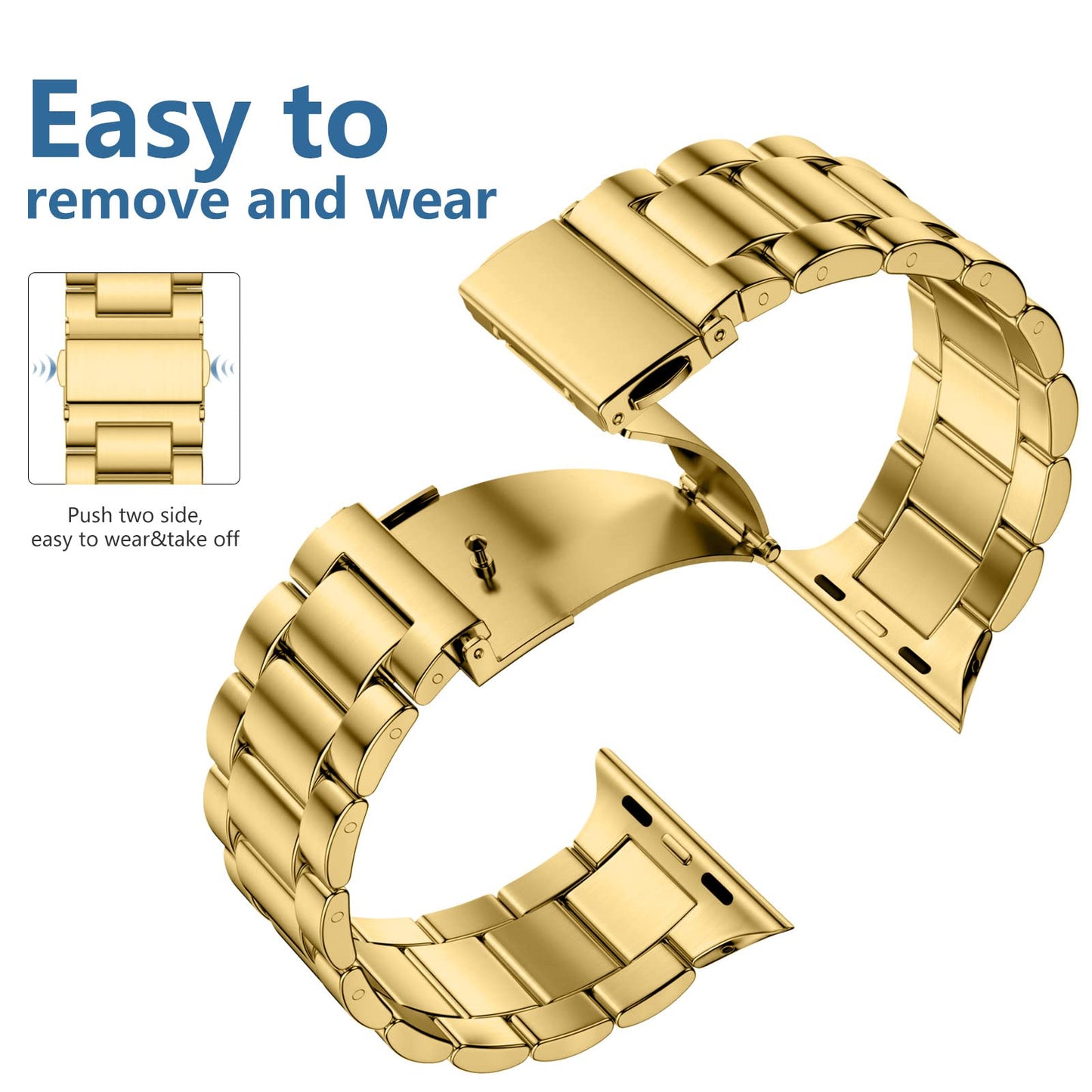 Lerobo Pulseira de Aço Inoxidável para Apple Watch (Dourado)