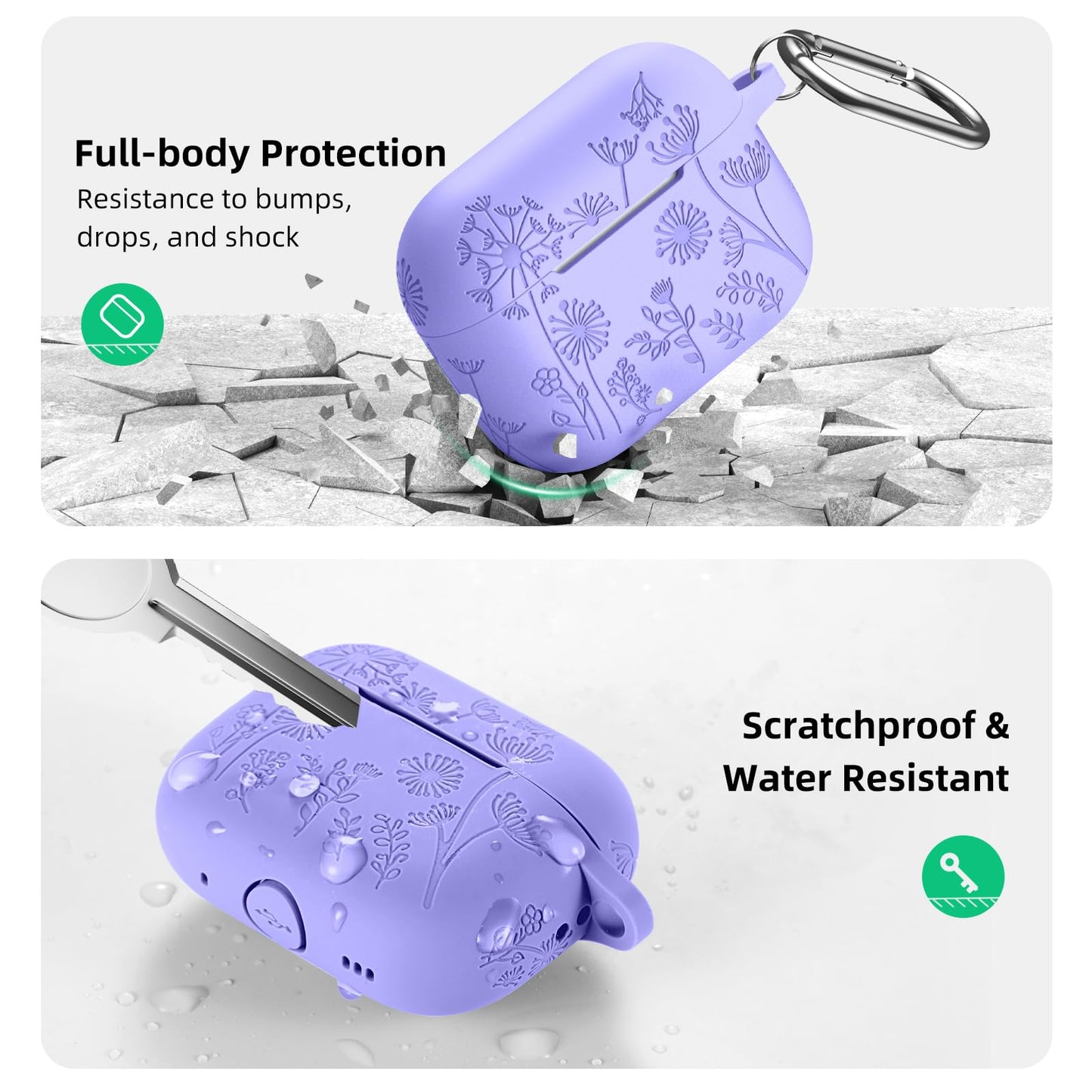 Lerobo Capa Protetora Gravada Compatível com AirPods Pro 2ª/1ª Geração USB-C (Violeta Azulado)
