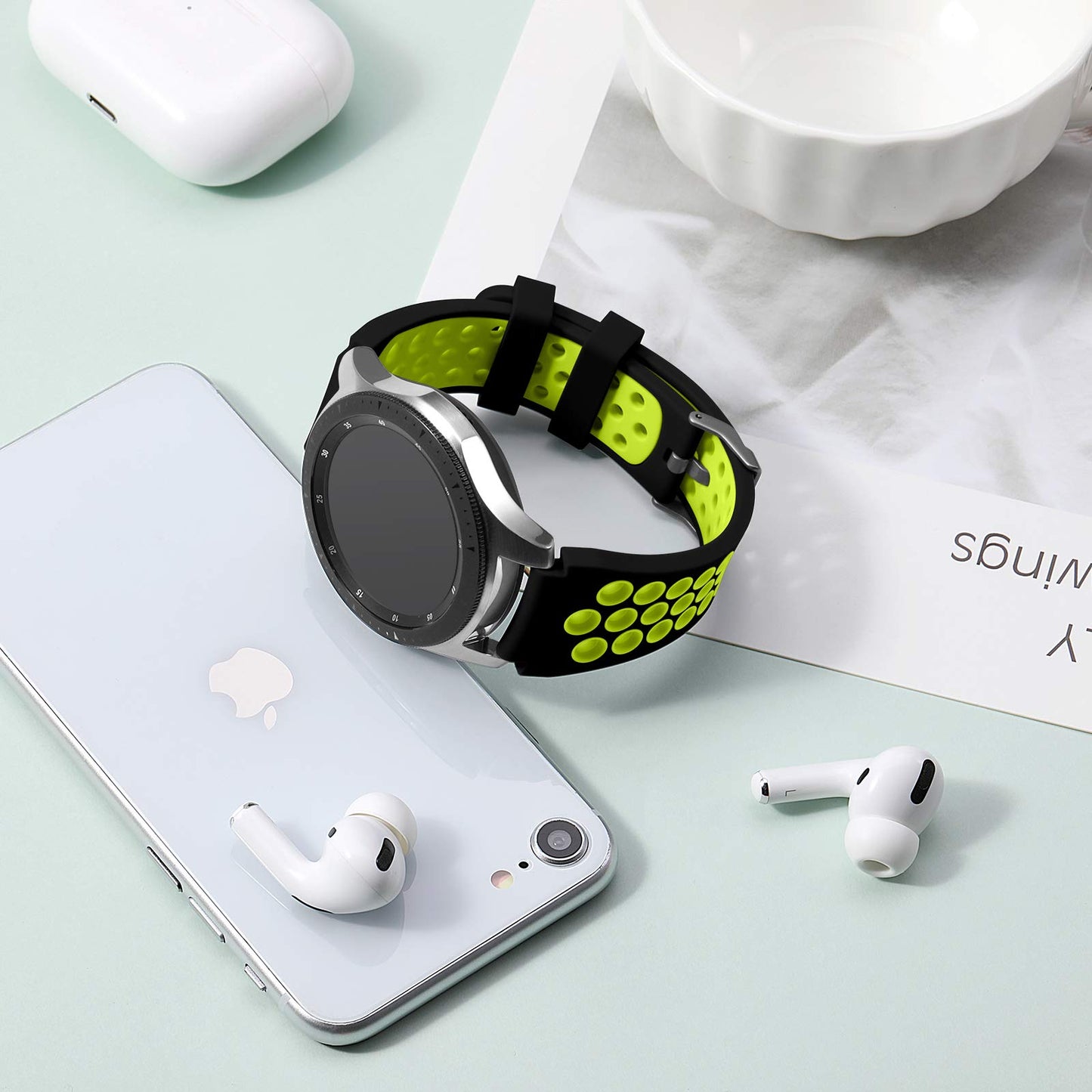 Lerobo Pulseira Compatível com Galaxy Watch 3/46mm, Gear S3 (Preto/Verde)