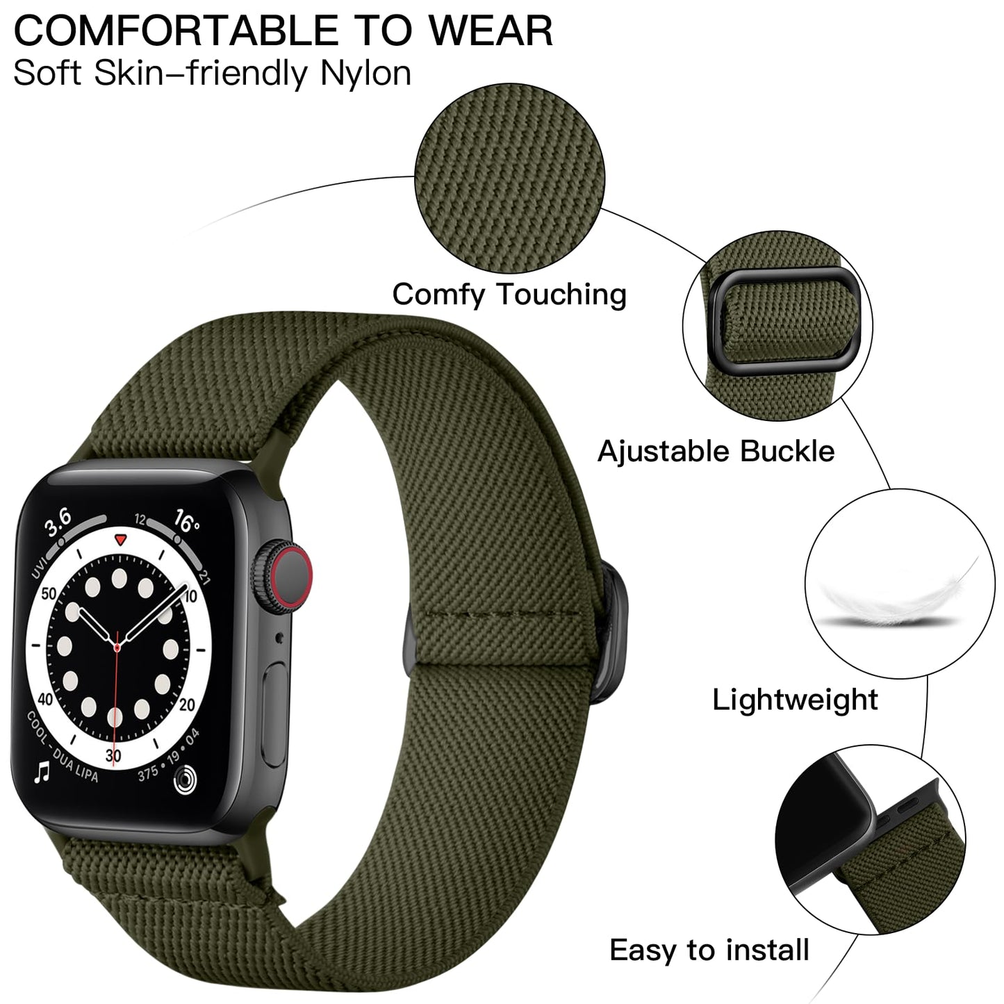 Lerobo Pulseira Trançada Compatível com Apple Watch (Verde)