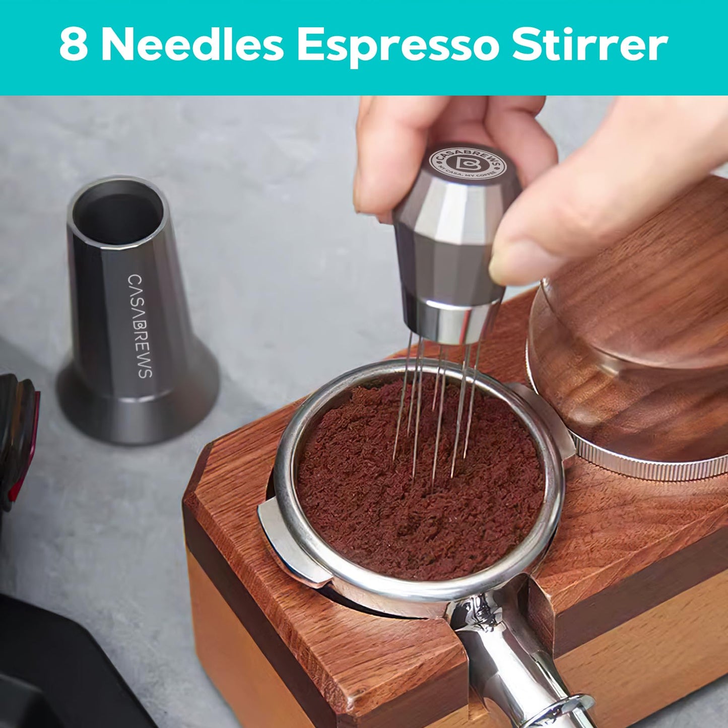 CASABREWS Ferramenta WDT com Agulhas 0.4mm para Distribuição de Café (Cinza)