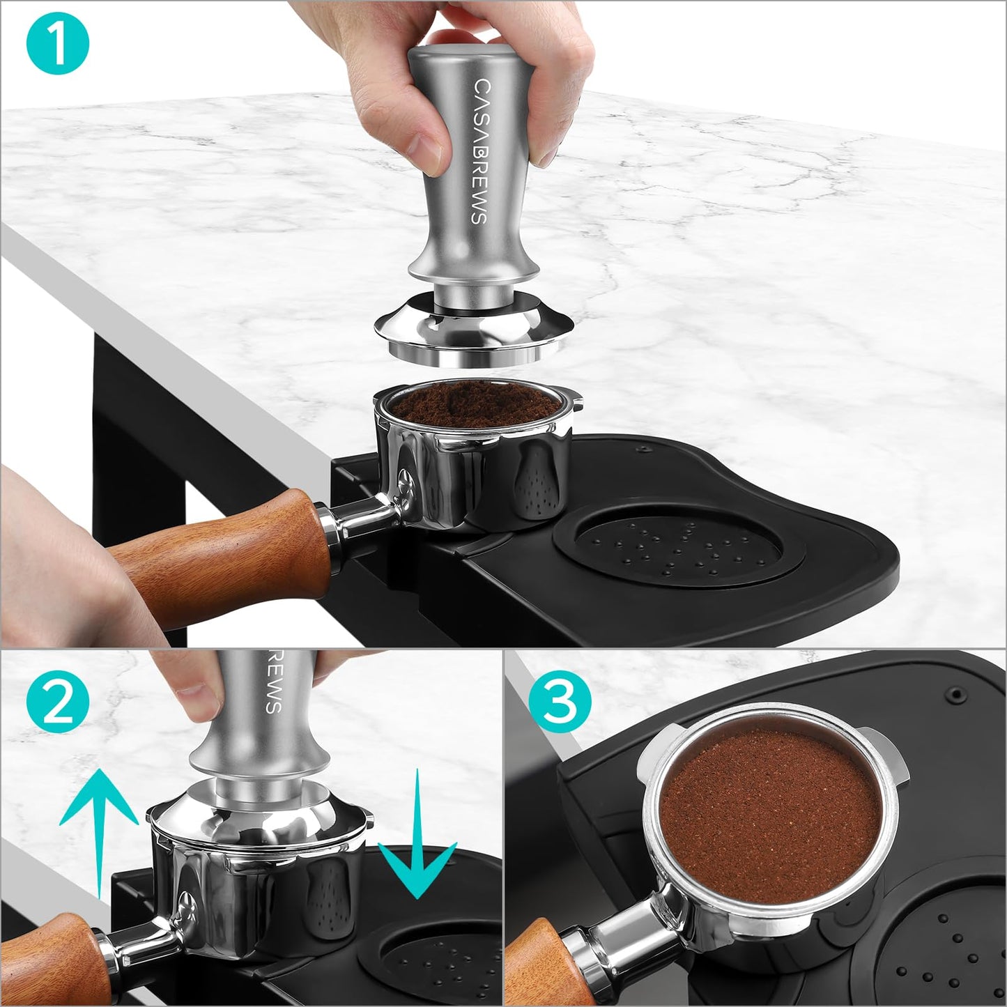 CASABREWS Tamper de Espresso 51mm Calibrado com Base Inox (Cinza)