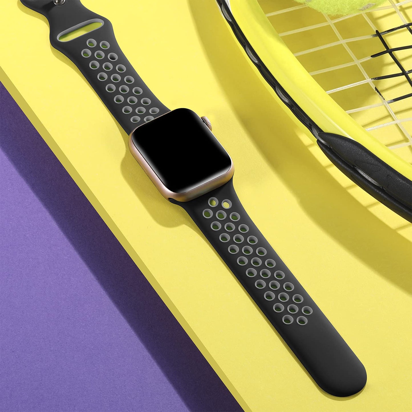 Lerobo Pulseira Esportiva para Apple Watch 38-49mm (Preto/Cinza)