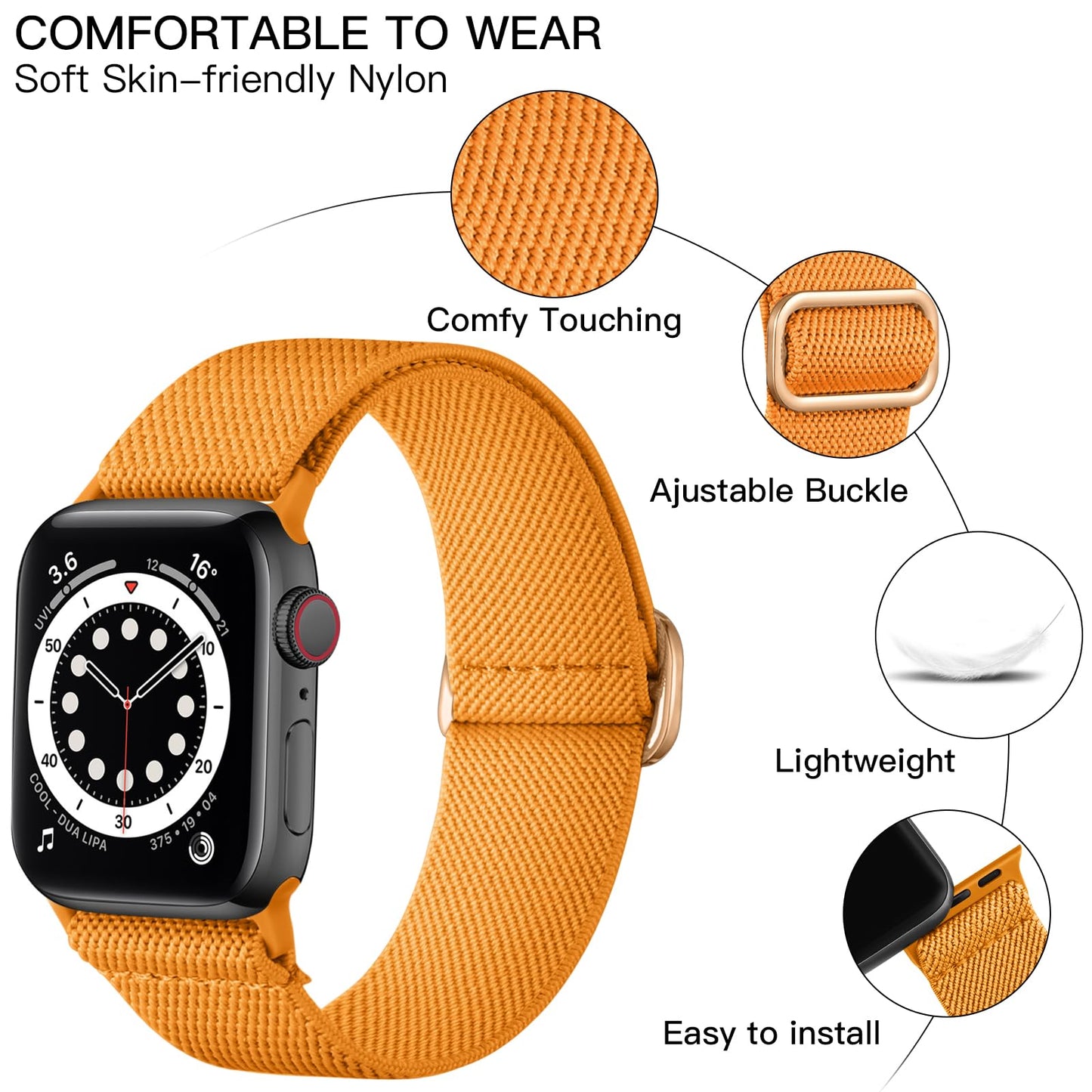 Lerobo Pulseira Trançada Compatível com Apple (Laranja)