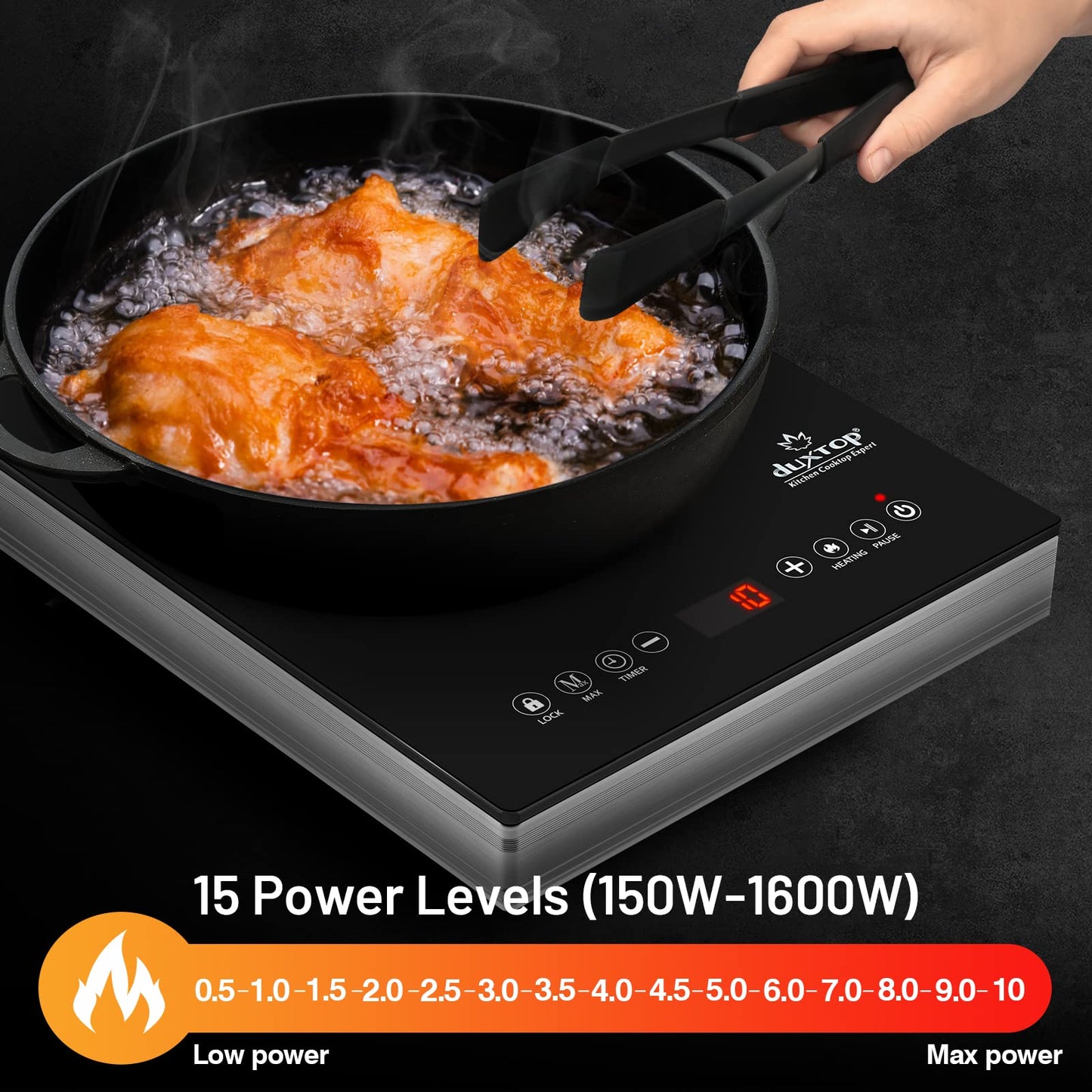 Duxtop Cooktop Elétrico Portátil 1600W com Controle Touch e Timer (Preto)