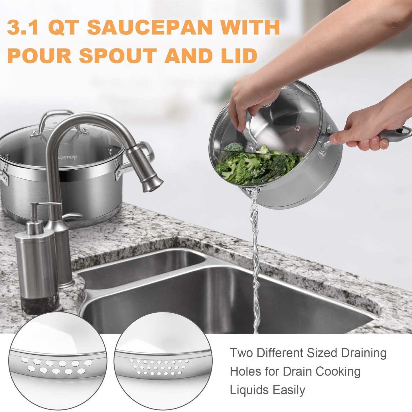 Duxtop Conjunto de Panelas Aço Inox 18 Peças Compatível com Indução