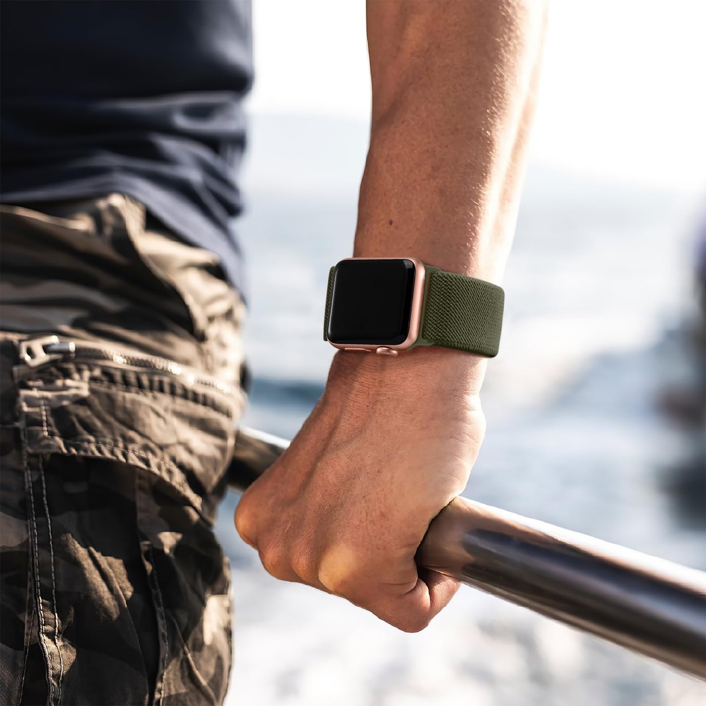 Lerobo Pulseira Trançada Compatível com Apple Watch (Verde)