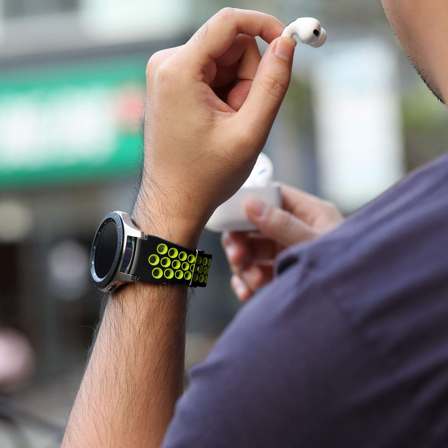Lerobo Pulseira Compatível com Galaxy Watch 3/46mm, Gear S3 (Preto/Verde)