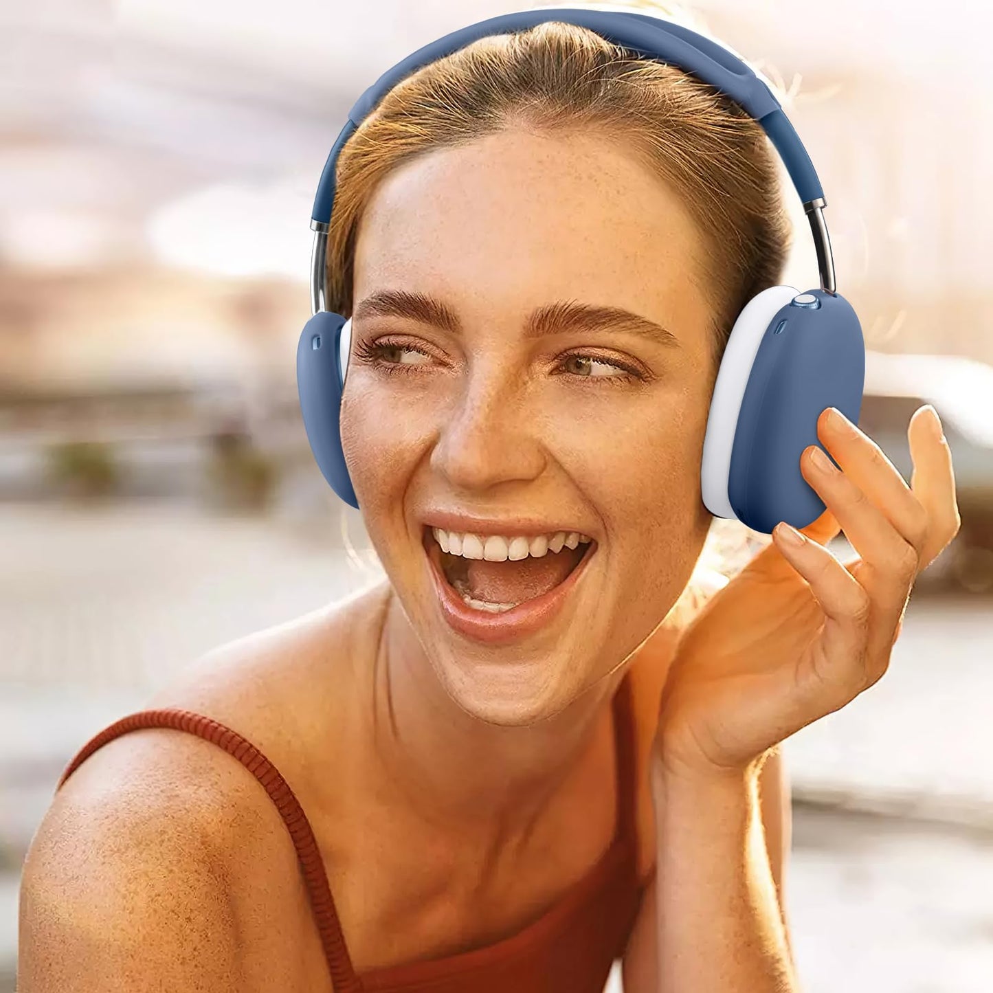 Lerobo Capa Protetora 4 em 1 para AirPods Max com Cobertura Completa (Azul/Cinza-Branco)