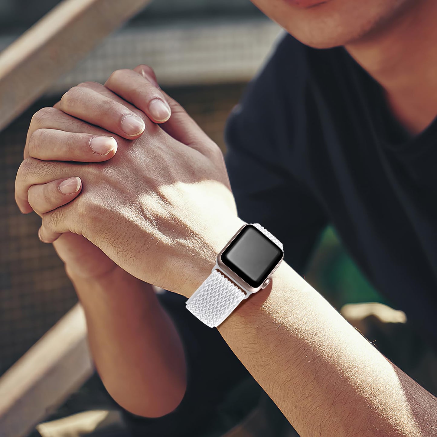 Lerobo Pulseira Nylon Elástica Apple Watch Series 9/8/7 Ultra (Branco)