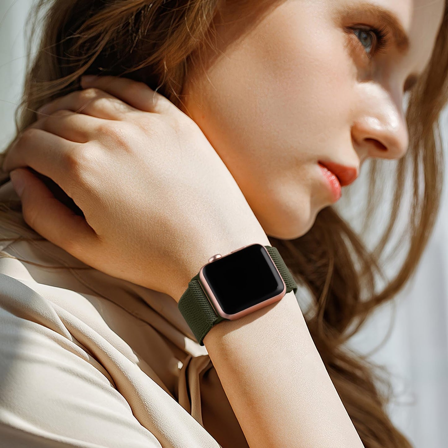 Lerobo Pulseira Trançada Compatível com Apple Watch (Verde)