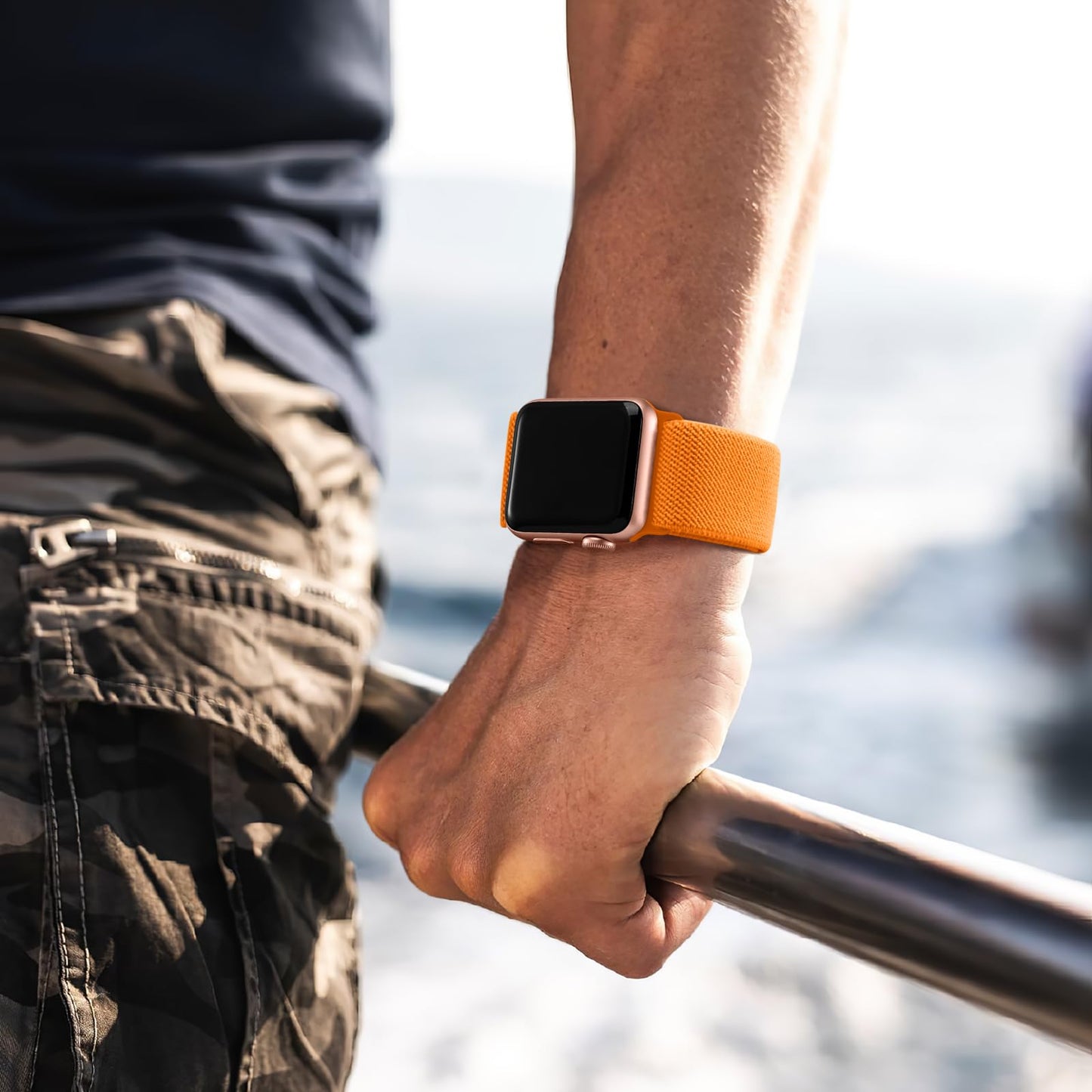 Lerobo Pulseira Trançada Compatível com Apple (Laranja)