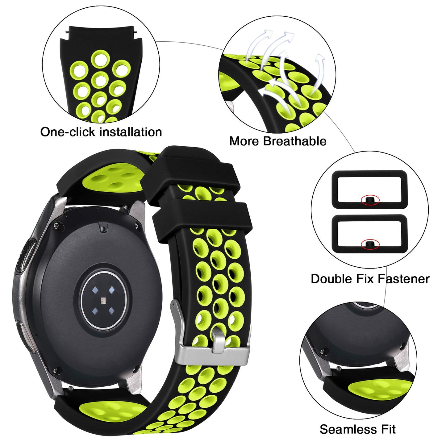 Lerobo Pulseira Compatível com Galaxy Watch 3/46mm, Gear S3 (Preto/Verde)