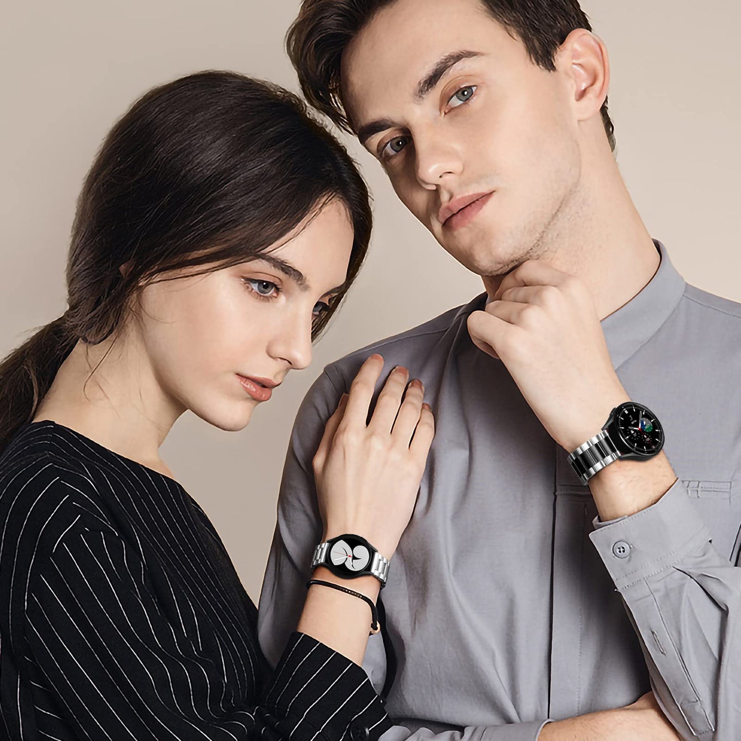 Lerobo Pulseira Aço Inoxidável para Galaxy Watch 7/6/5/4 20mm (Prata)