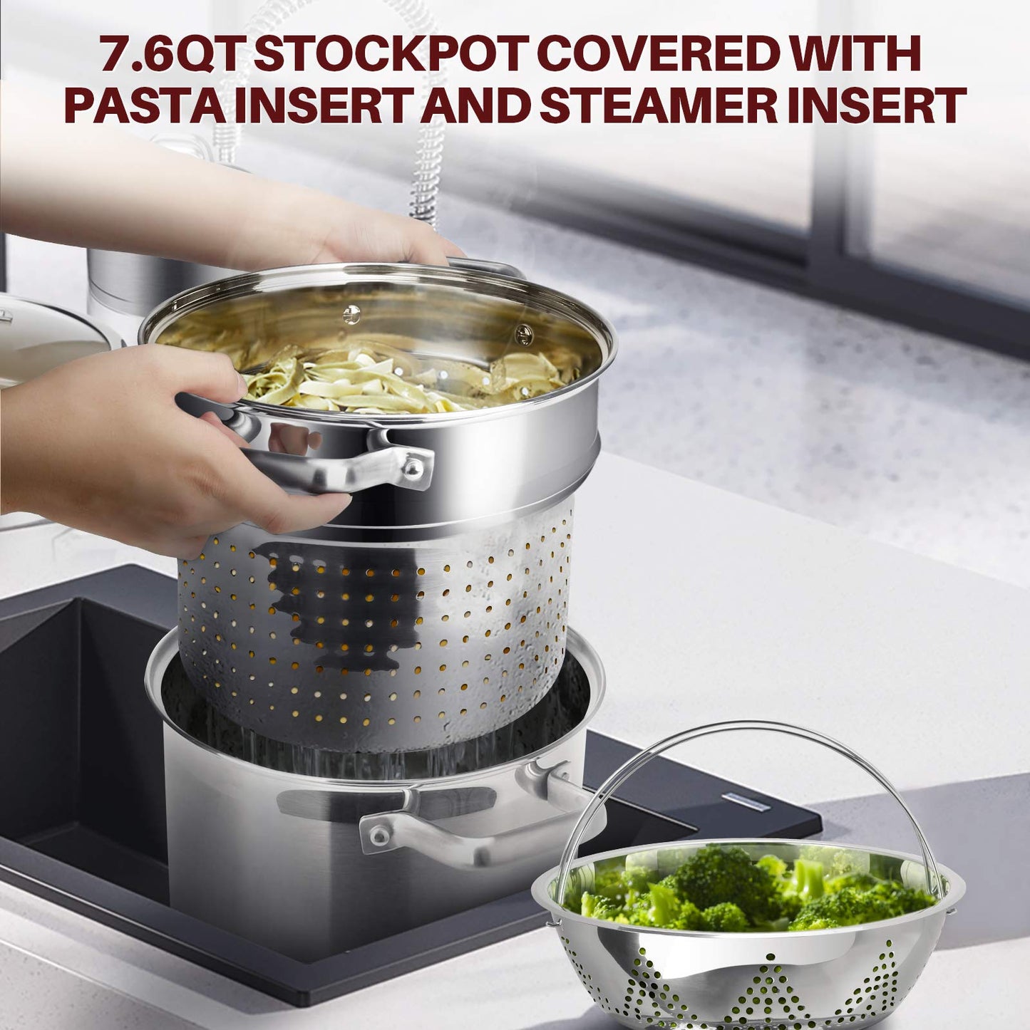 Conjunto de Panelas Duxtop Inox 19 Peças com Base Impactada e Tampa