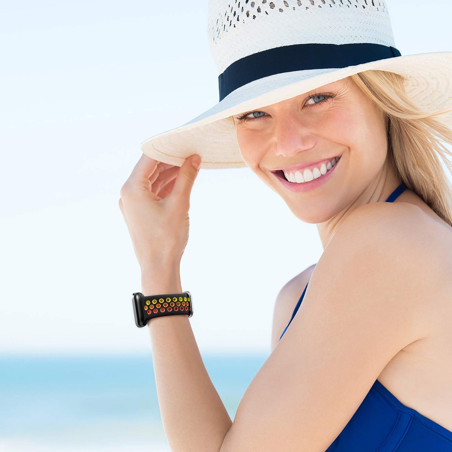 Lerobo Pulseira de Silicone Esportiva Respirável para Apple Watch (Preto/Cinza, Preto Colorido, Antracite)