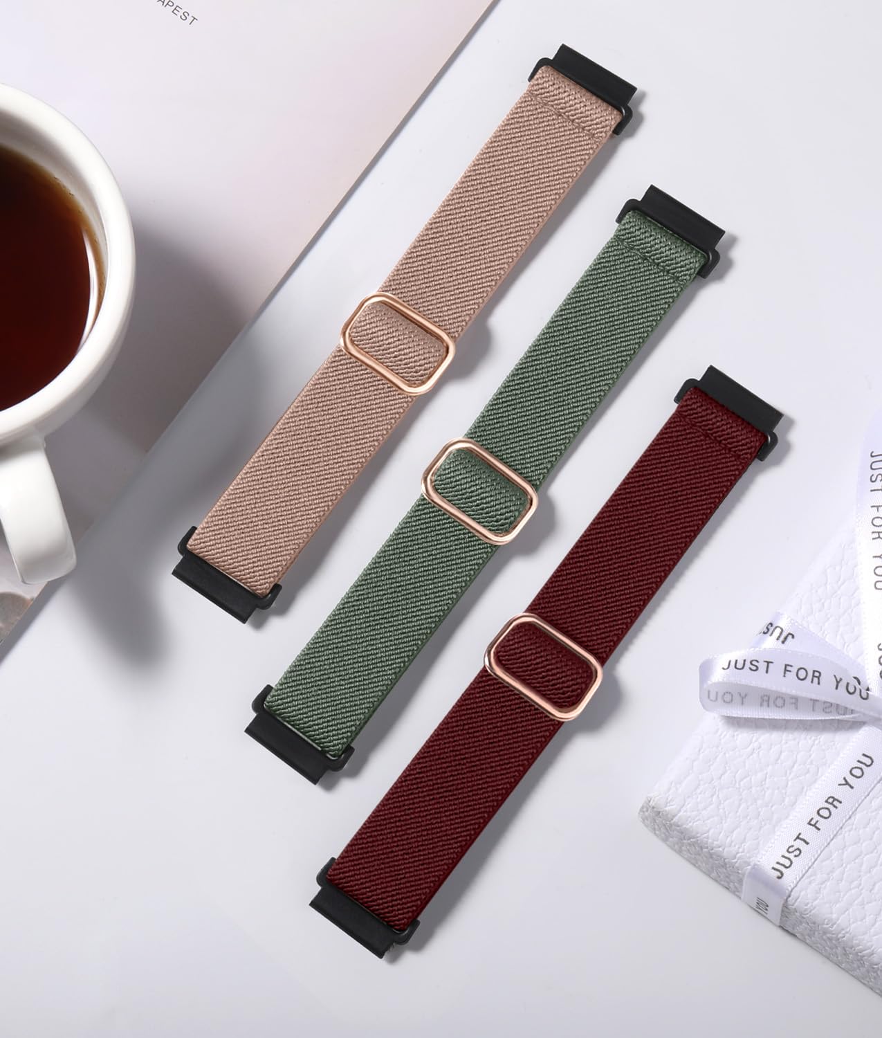 Lerobo 3 Pulseiras Elásticas Nylon p/ Samsung Galaxy Watch 20mm (Cactus/Rosa/Vinho)