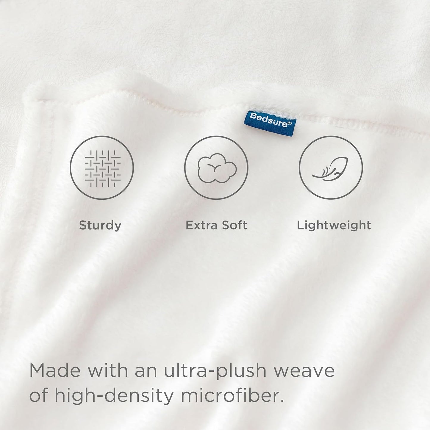 Bedsure Cobertor de lã Queen branco macio leve plush