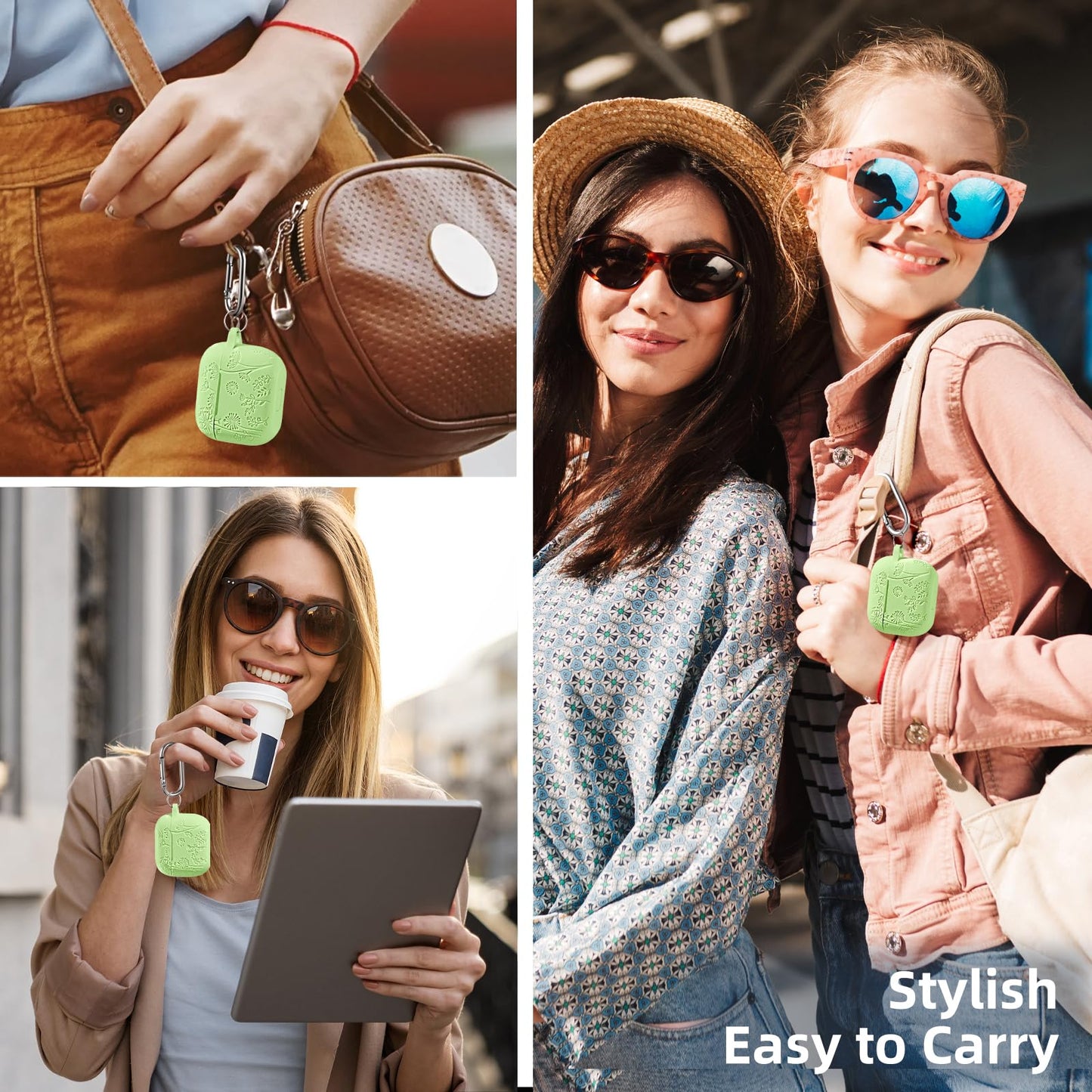 Lerobo Capa Gravada Silicone para AirPods 3ª Geração com Mosquetão (Verde Alface)