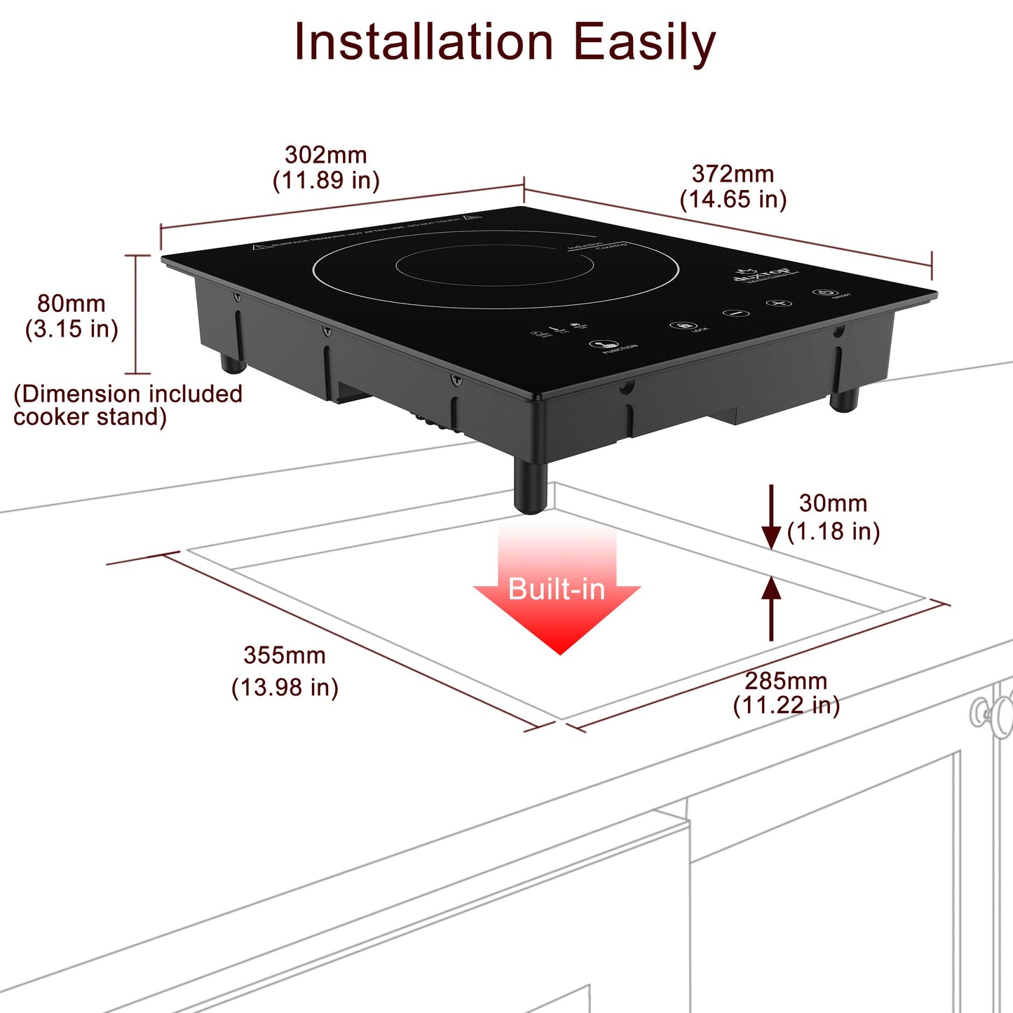 Duxtop Cooktop de Indução 1800W, Portátil e Embutido com Timer e Trava