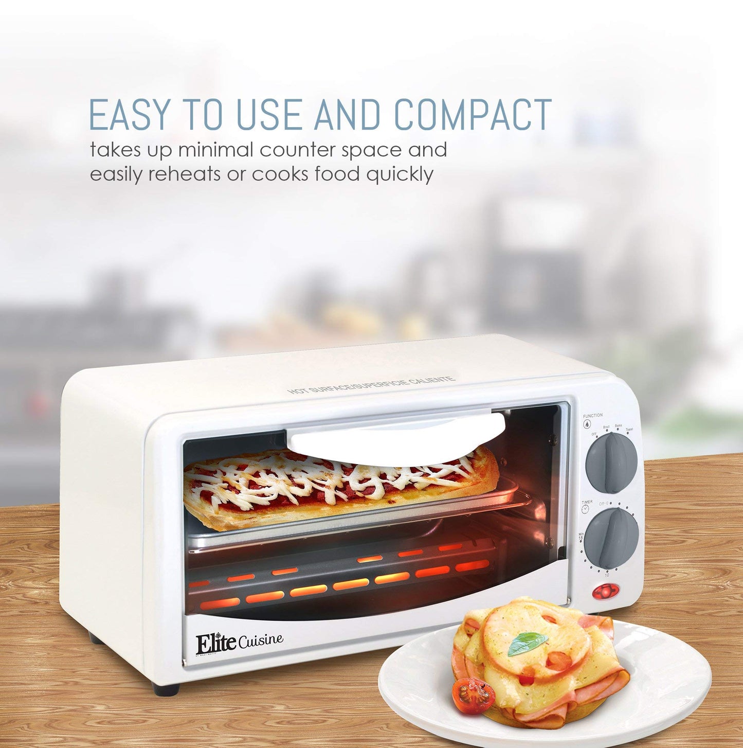Elite Gourmet ETO-113 Forno Tostador Elétrico 2 Fatias Branco
