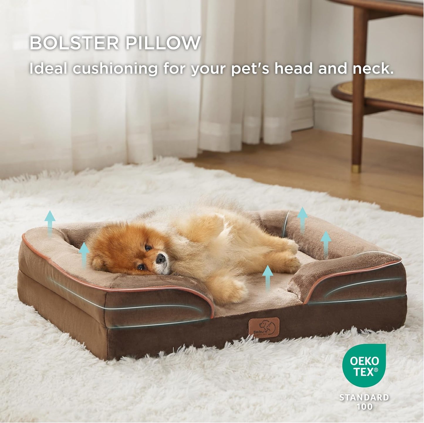 Bedsure Cama ortopédica para cães pequenos P Marrom