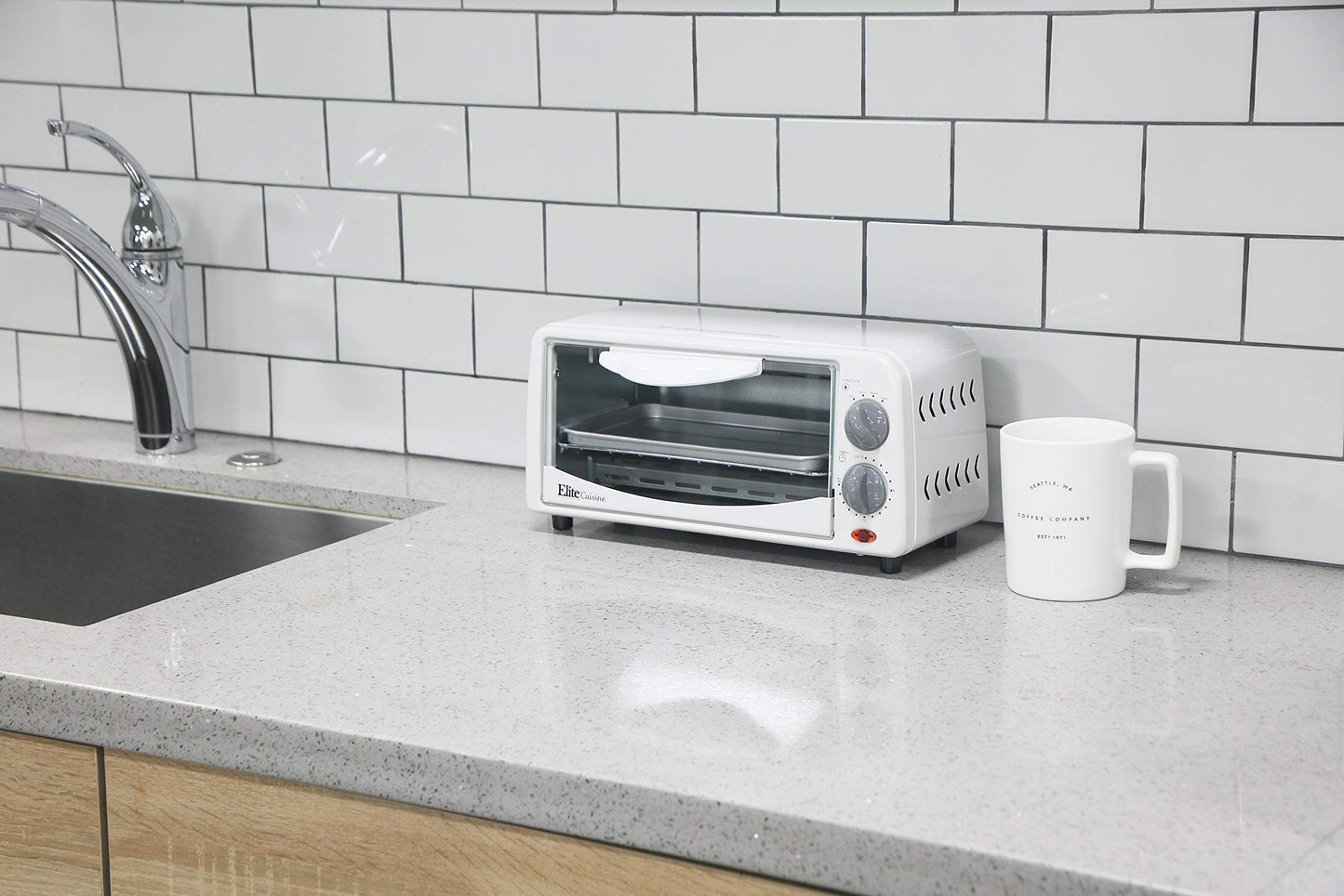 Elite Gourmet ETO-113 Forno Tostador Elétrico 2 Fatias Branco