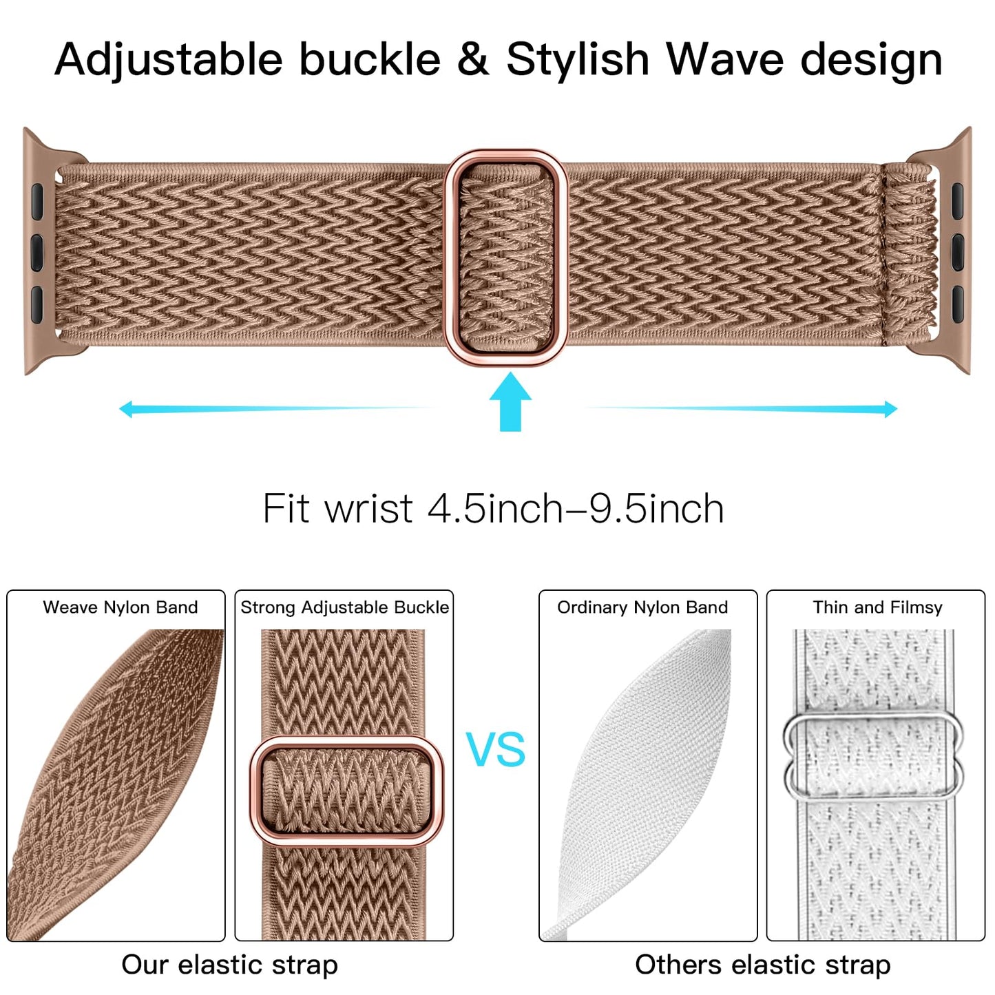 Lerobo Pulseira Elástica de Nylon Compatível com Apple Watch (Milktea)