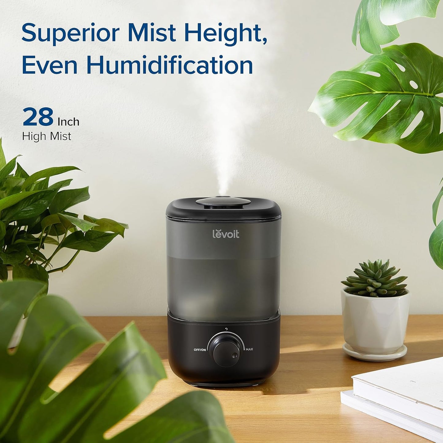 LEVOIT Umidificador Cool Mist 2.5L com Top-Fill e Nozzle Rotatório (Preto)