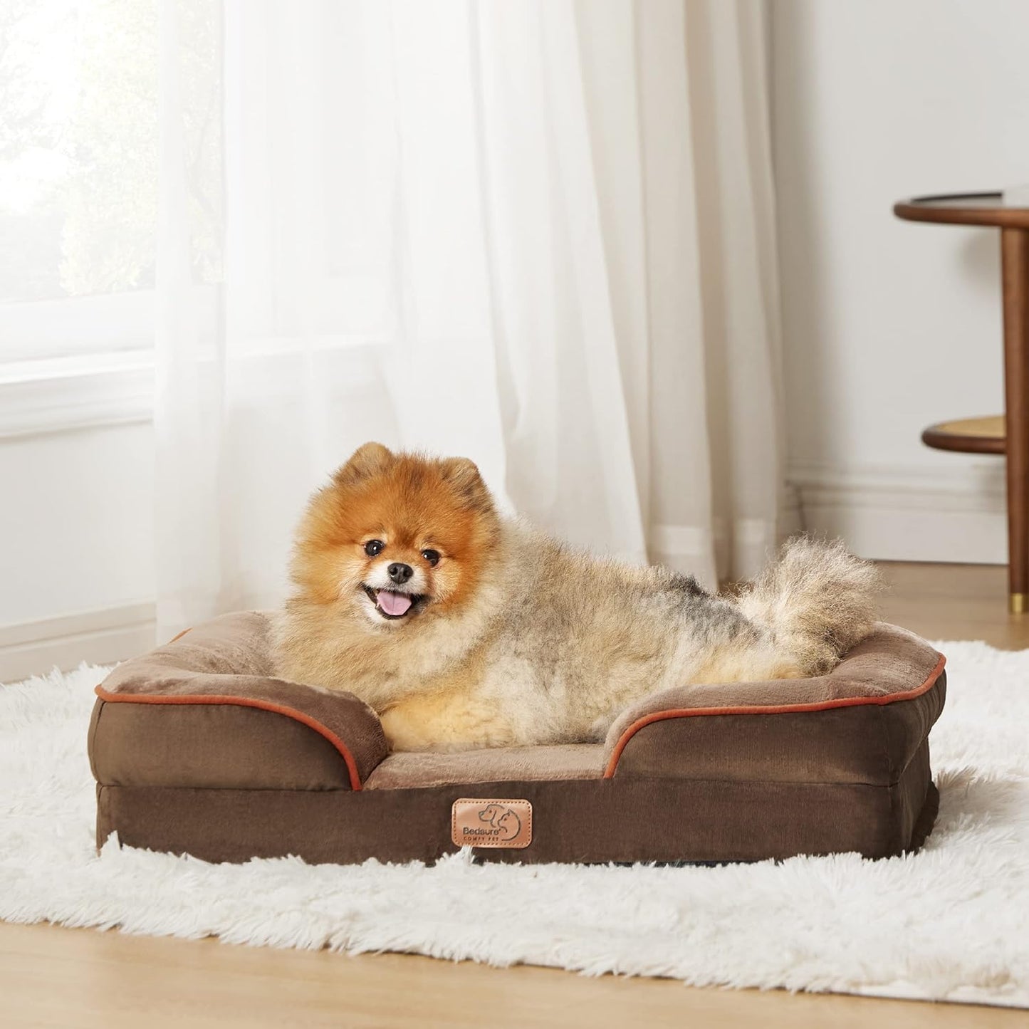 Bedsure Cama ortopédica para cães pequenos P Marrom