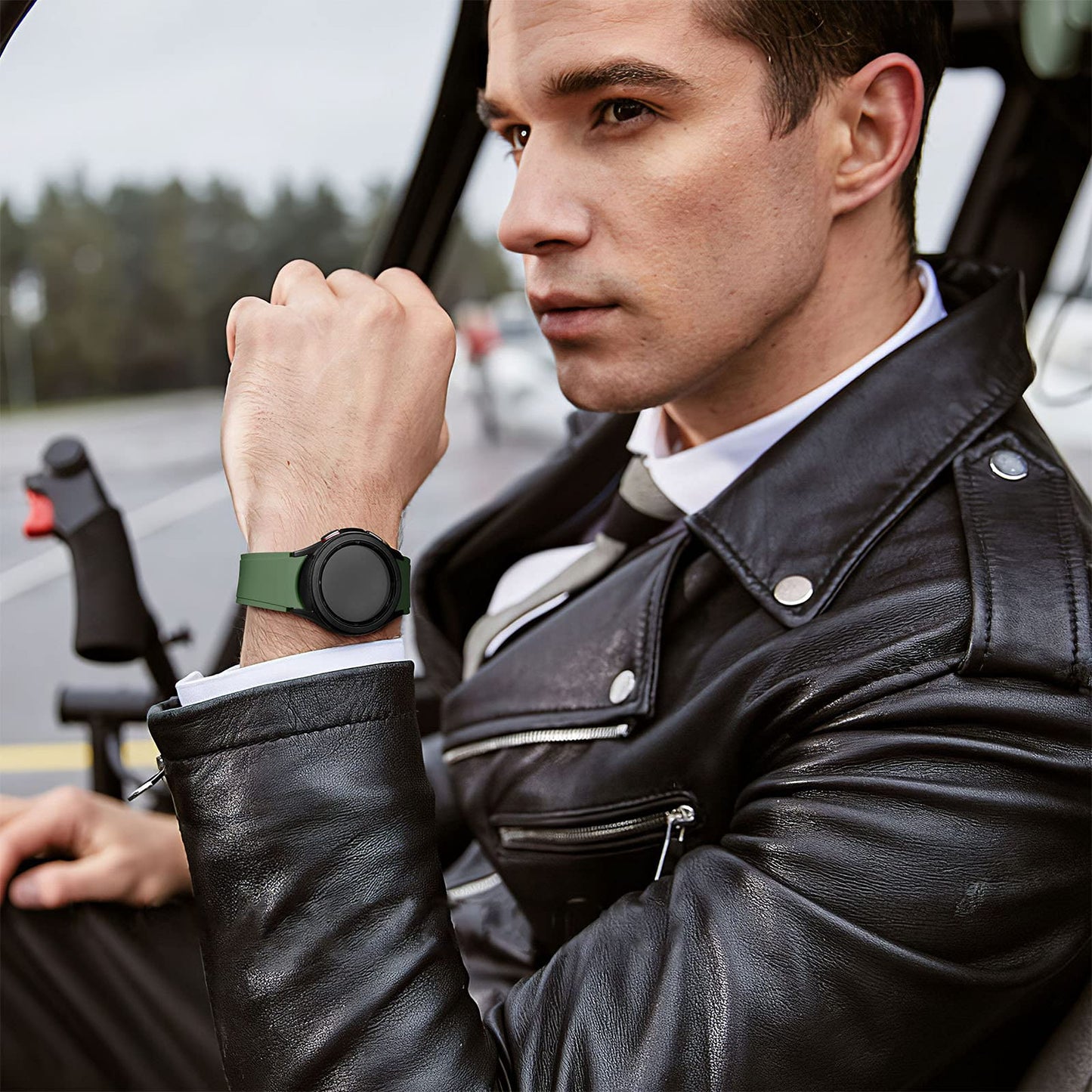 Lerobo Pulseira Silicone p/ Galaxy Watch 7/6/5/4/Classic (Verde Militar)