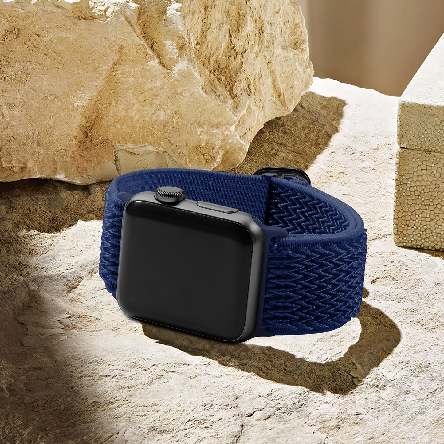Lerobo Pulseira de Nylon Elástica Ajustável Compatível com Apple Watch (Azul Midnight)