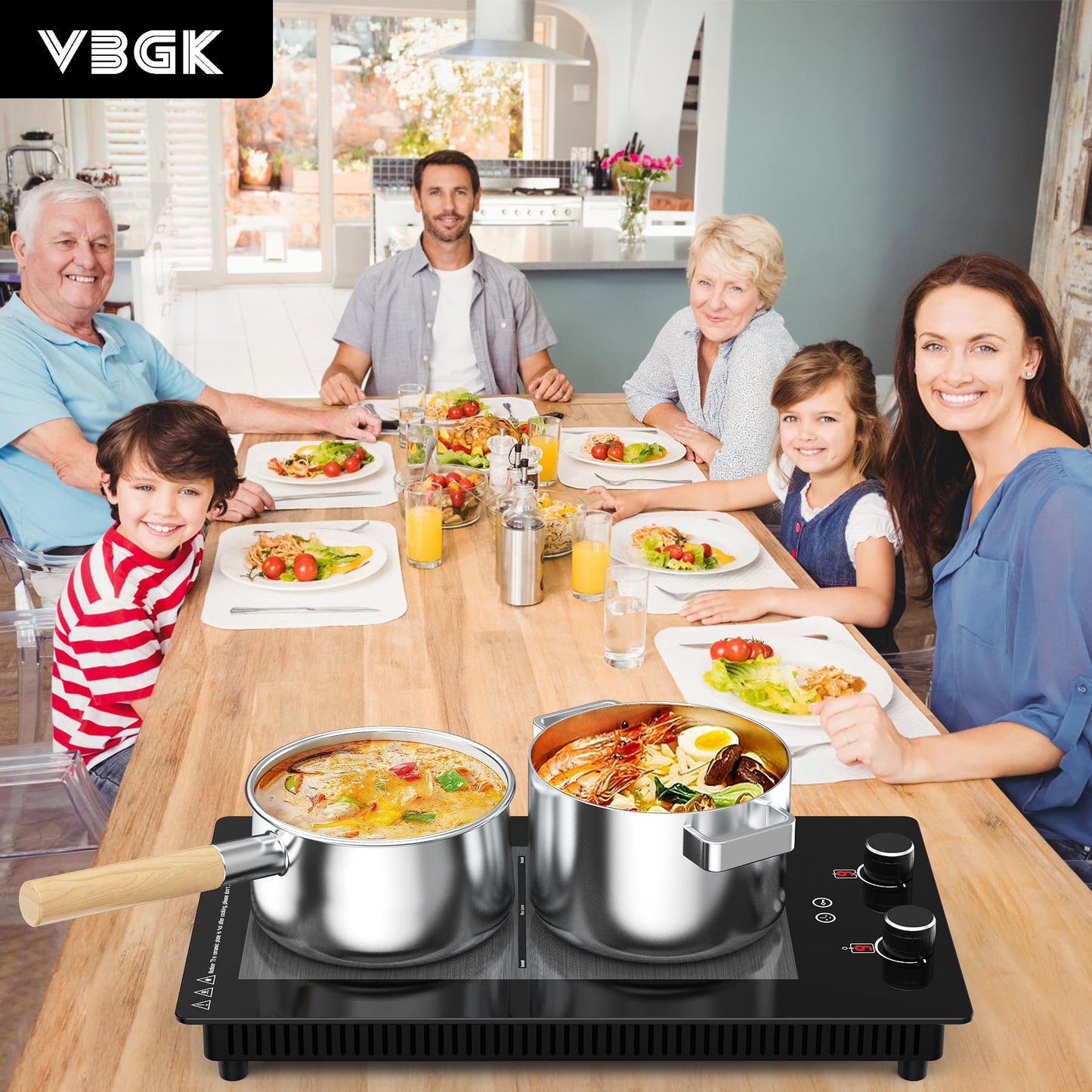 VBGK Cooktop de Indução 3000W, 2 Bocas, Controle por Toque e Botão, 110V