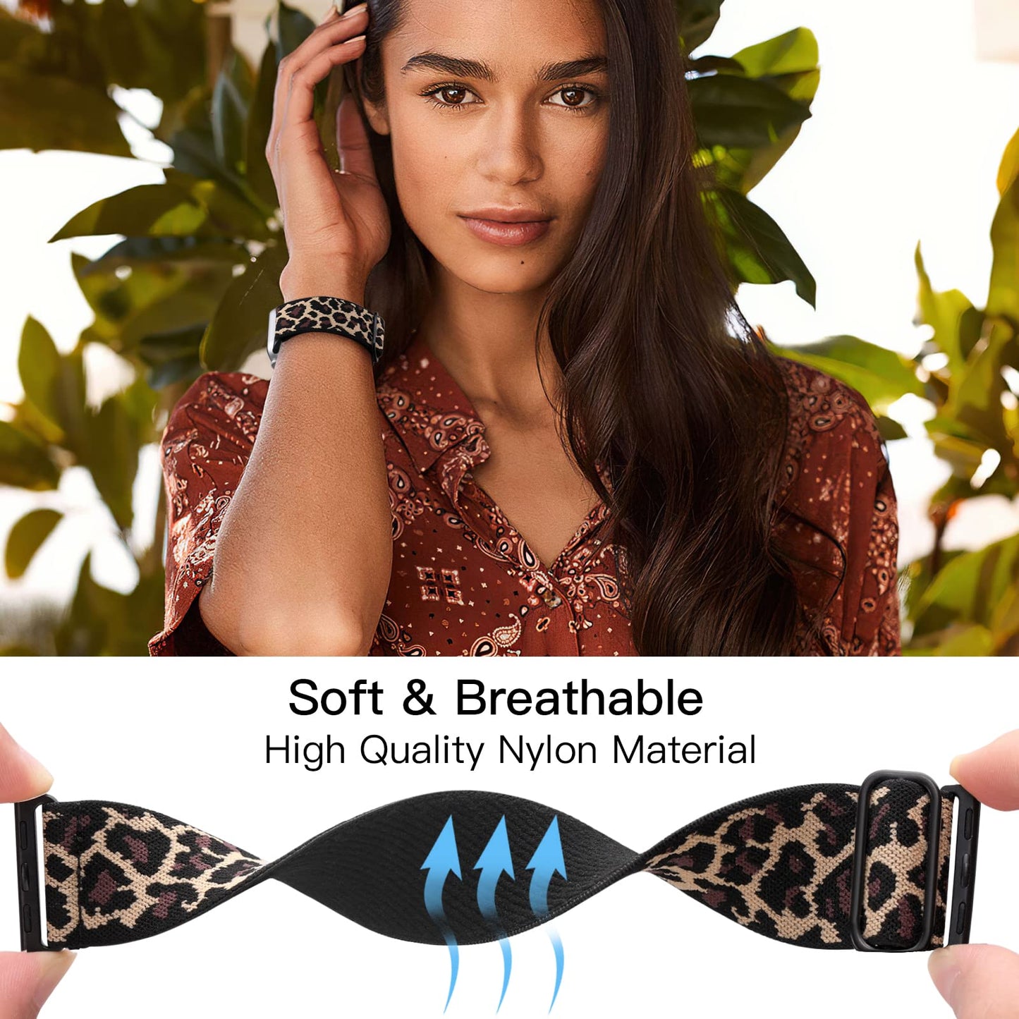 Lerobo Pulseira Trançada de Nylon Compatível com Apple Watch (Leopardo)