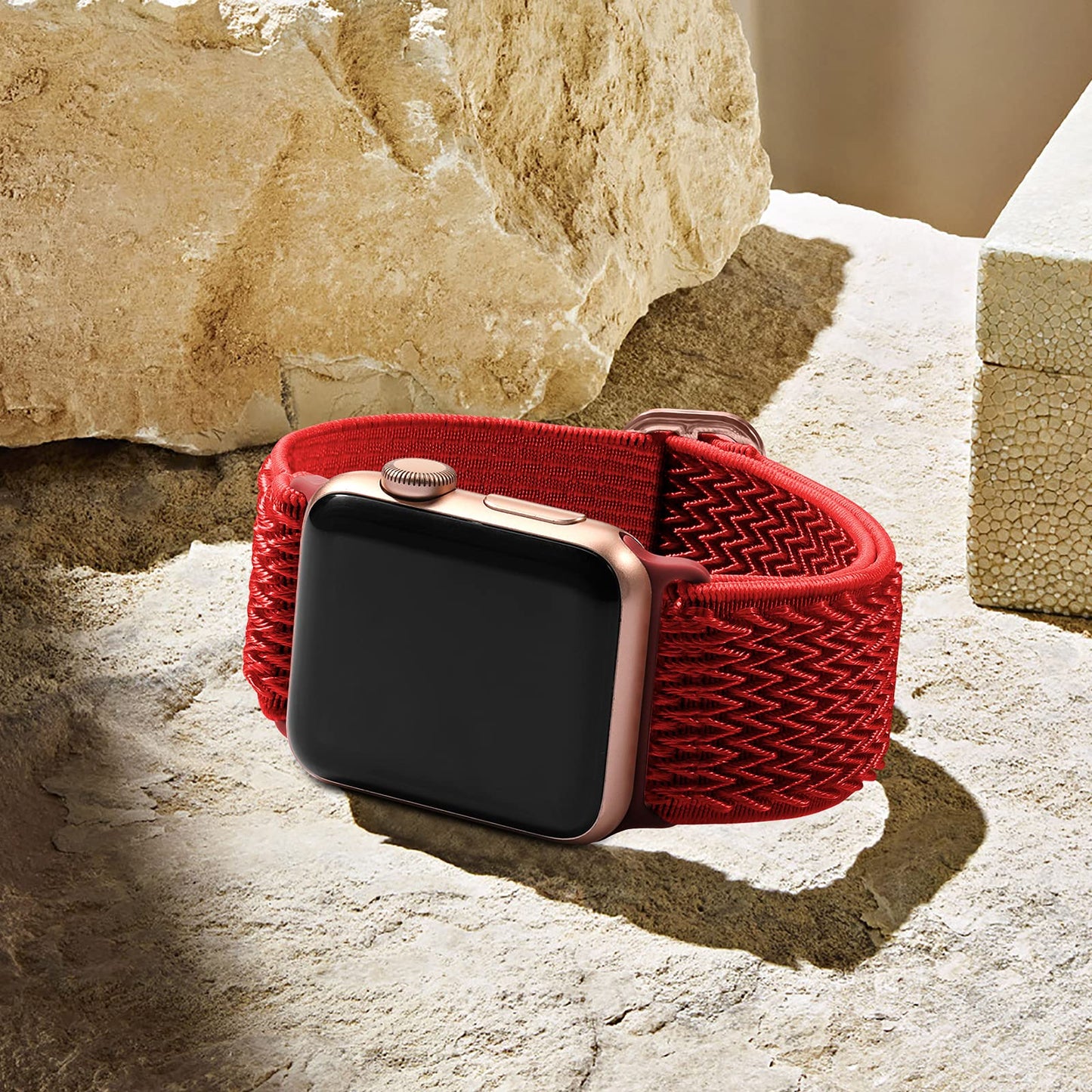 Lerobo Pulseira de Silicone Respirável para Apple Watch (Preto/Vermelho)