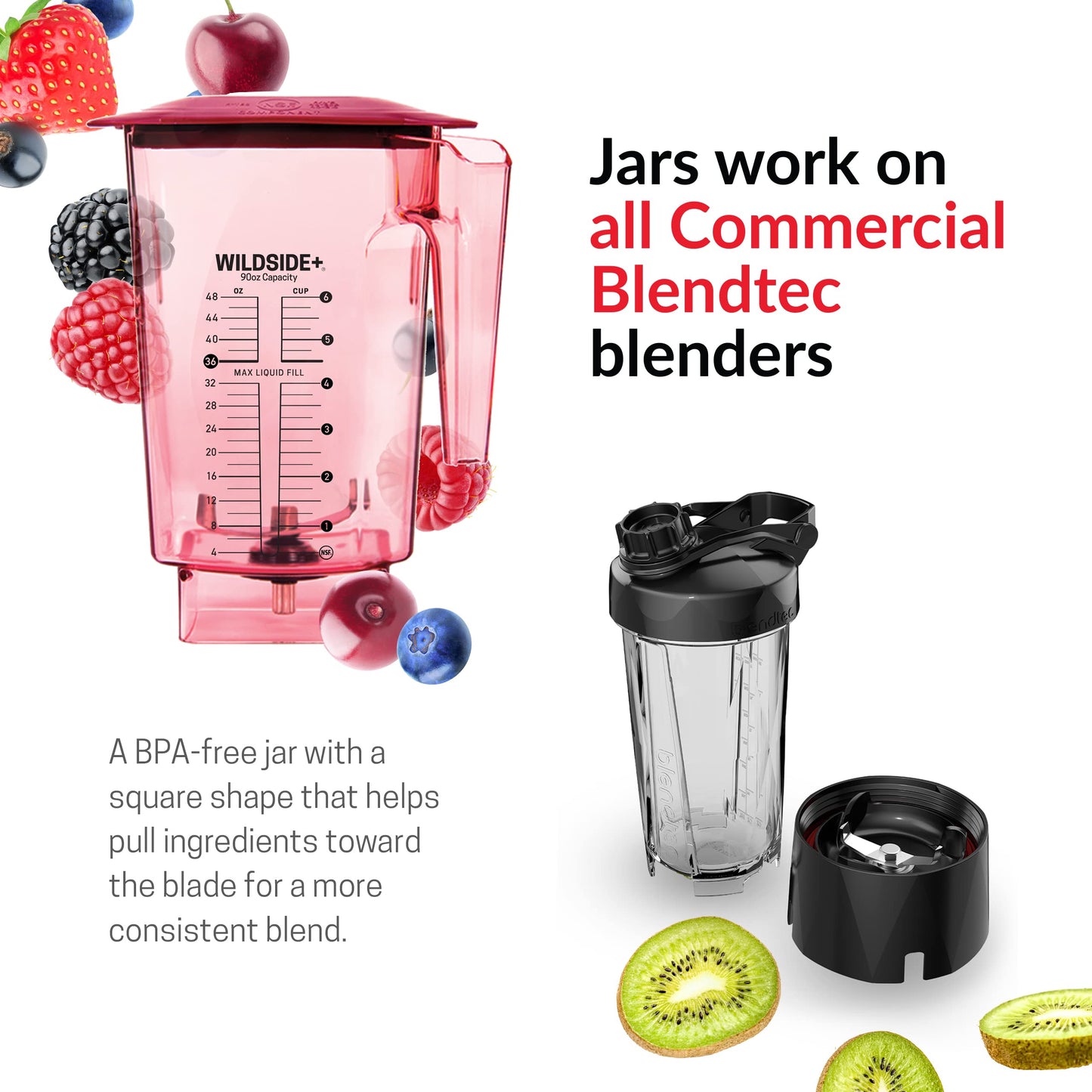 Blendtec Jarra WildSide+ 90oz Vermelha - Para Liquidificadores Comerciais