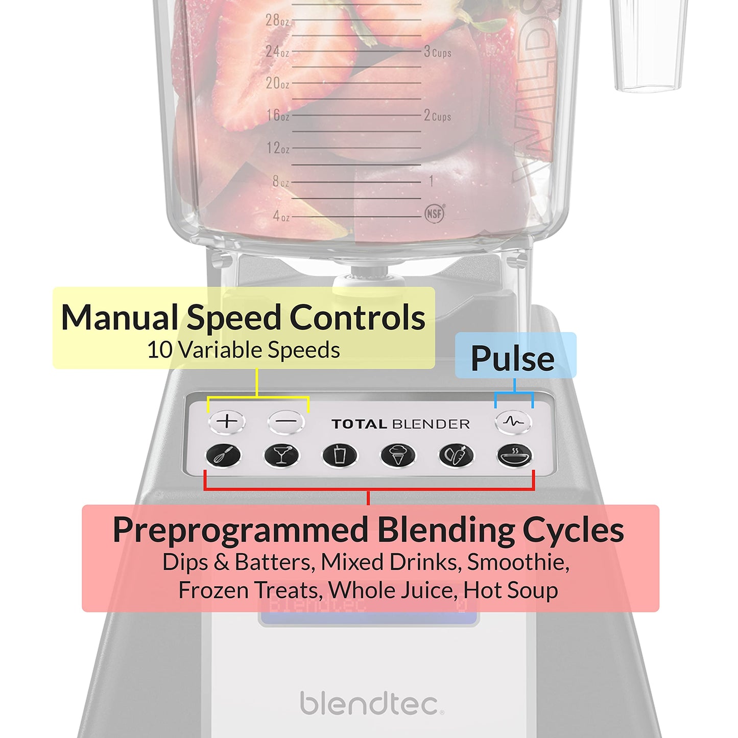 Blendtec Liquidificador Total Classic Original com Jarro WildSide+ (Preto)