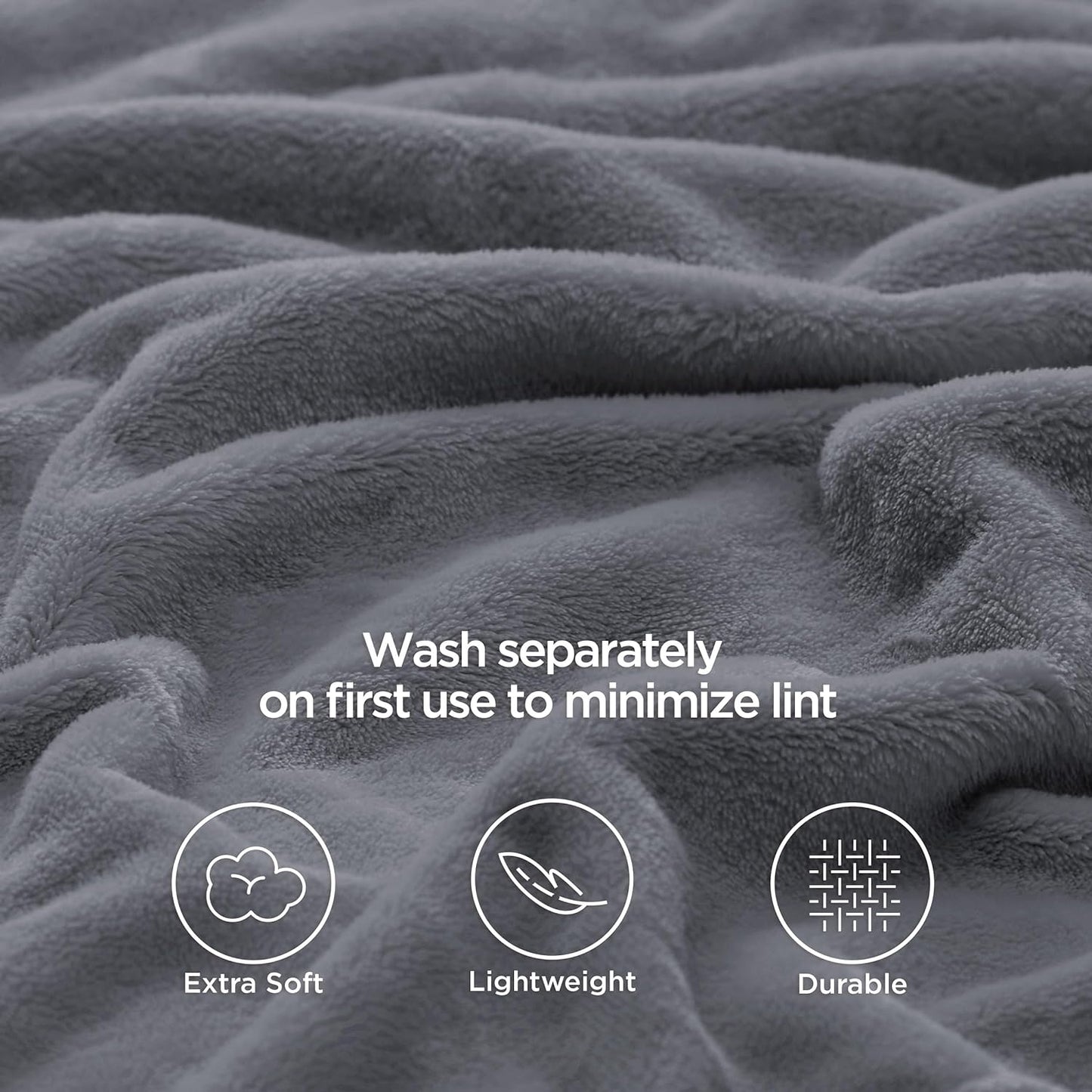 Bedsure Cobertores de cama Fleece Queen Size Cinza