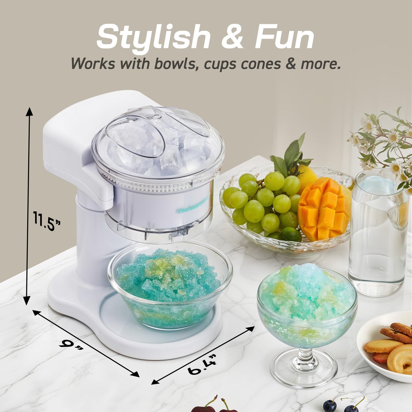 Elite Gourmet ESI1201 Máquina de Snow Cone & Raspagem de Gelo Branco